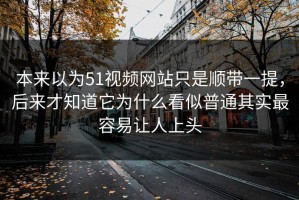 本来以为51视频网站只是顺带一提，后来才知道它为什么看似普通其实最容易让人上头