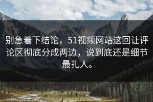 别急着下结论，51视频网站这回让评论区彻底分成两边，说到底还是细节最扎人。