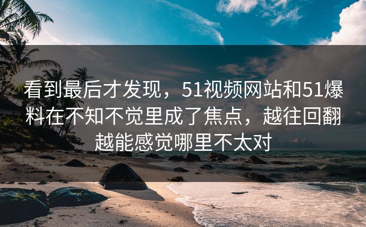 看到最后才发现，51视频网站和51爆料在不知不觉里成了焦点，越往回翻越能感觉哪里不太对