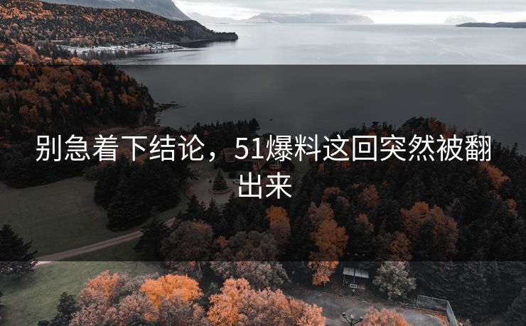 别急着下结论，51爆料这回突然被翻出来