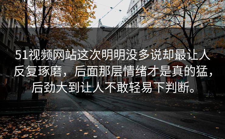 51视频网站这次明明没多说却最让人反复琢磨，后面那层情绪才是真的猛，后劲大到让人不敢轻易下判断。