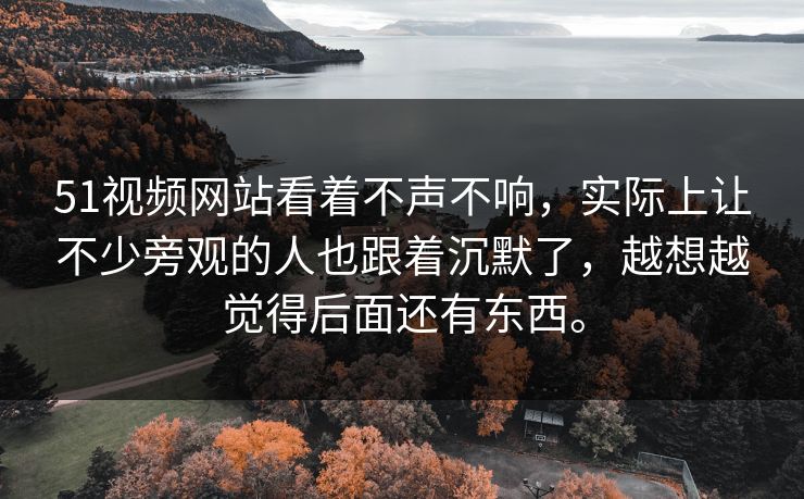 51视频网站看着不声不响，实际上让不少旁观的人也跟着沉默了，越想越觉得后面还有东西。