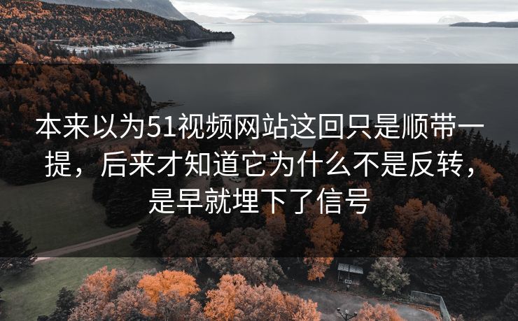 本来以为51视频网站这回只是顺带一提，后来才知道它为什么不是反转，是早就埋下了信号