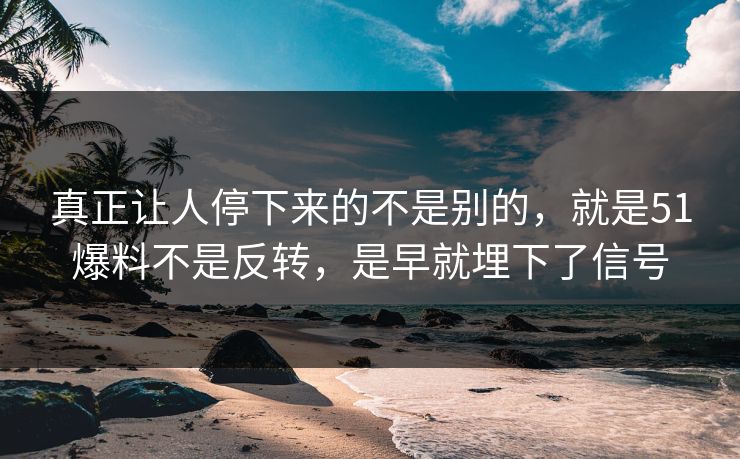 真正让人停下来的不是别的，就是51爆料不是反转，是早就埋下了信号