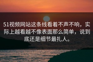 51视频网站这条线看着不声不响，实际上越看越不像表面那么简单，说到底还是细节最扎人。