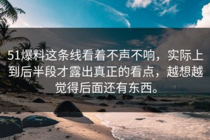 51爆料这条线看着不声不响，实际上到后半段才露出真正的看点，越想越觉得后面还有东西。