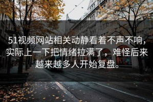 51视频网站相关动静看着不声不响，实际上一下把情绪拉满了，难怪后来越来越多人开始复盘。