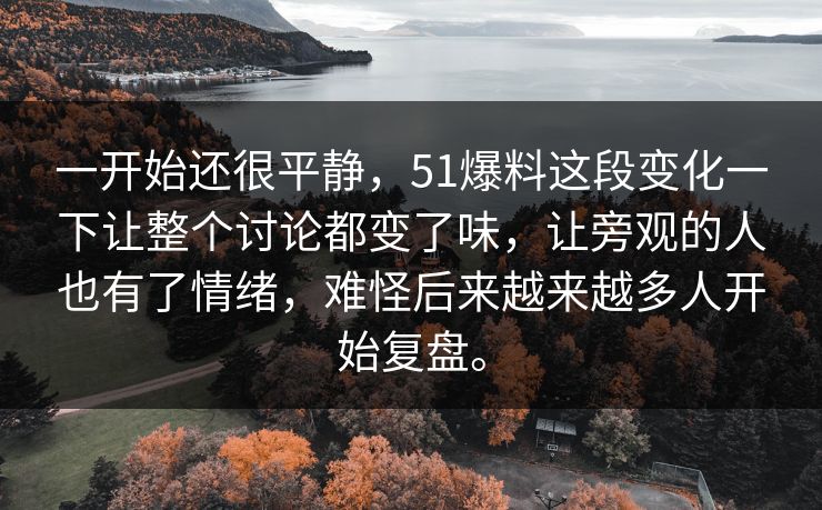 一开始还很平静，51爆料这段变化一下让整个讨论都变了味，让旁观的人也有了情绪，难怪后来越来越多人开始复盘。