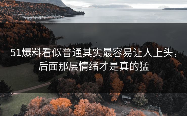 51爆料看似普通其实最容易让人上头，后面那层情绪才是真的猛