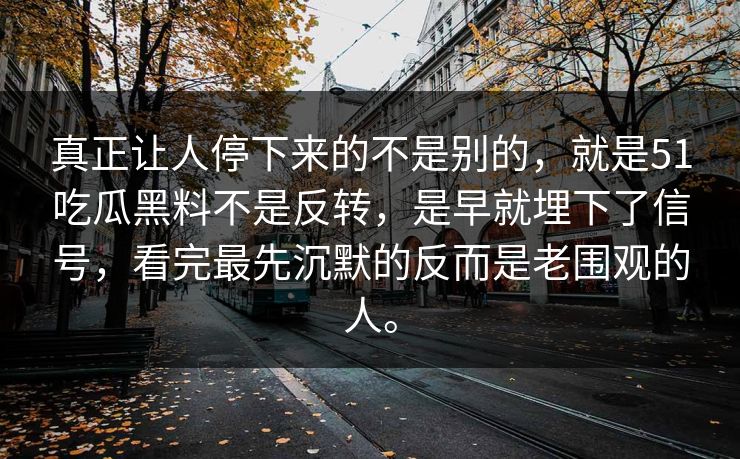 真正让人停下来的不是别的，就是51吃瓜黑料不是反转，是早就埋下了信号，看完最先沉默的反而是老围观的人。