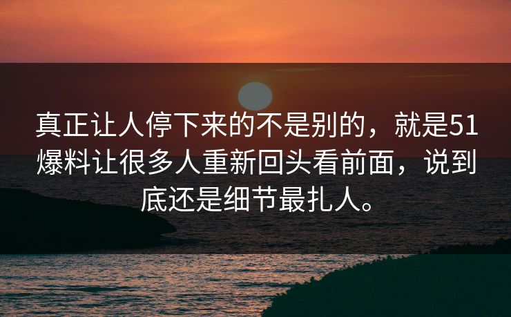 真正让人停下来的不是别的，就是51爆料让很多人重新回头看前面，说到底还是细节最扎人。