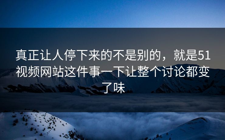 真正让人停下来的不是别的，就是51视频网站这件事一下让整个讨论都变了味